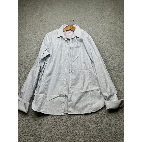 Ted Baker London button down mens size 6= 2x blue in stripes cotton - Picture 1 of 7